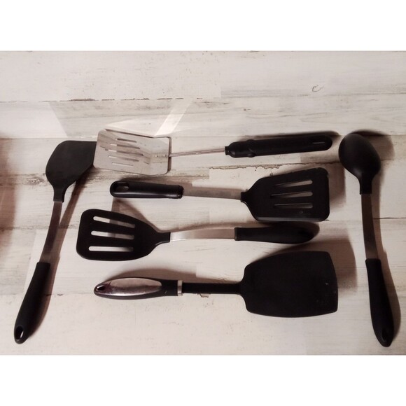 Utensil Spoon/Fatula Set Of Six Used Conditions Some Damage See Photographs - Picture 7 of 11